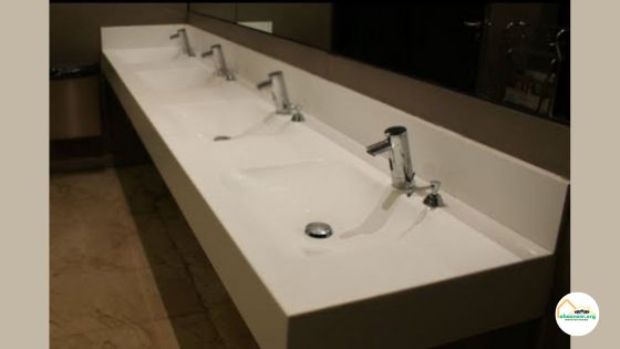 Commercial Bathroom Countertop with Integral Sink
